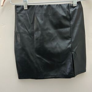 Better Be. Black Faux Leather Mini Skirt